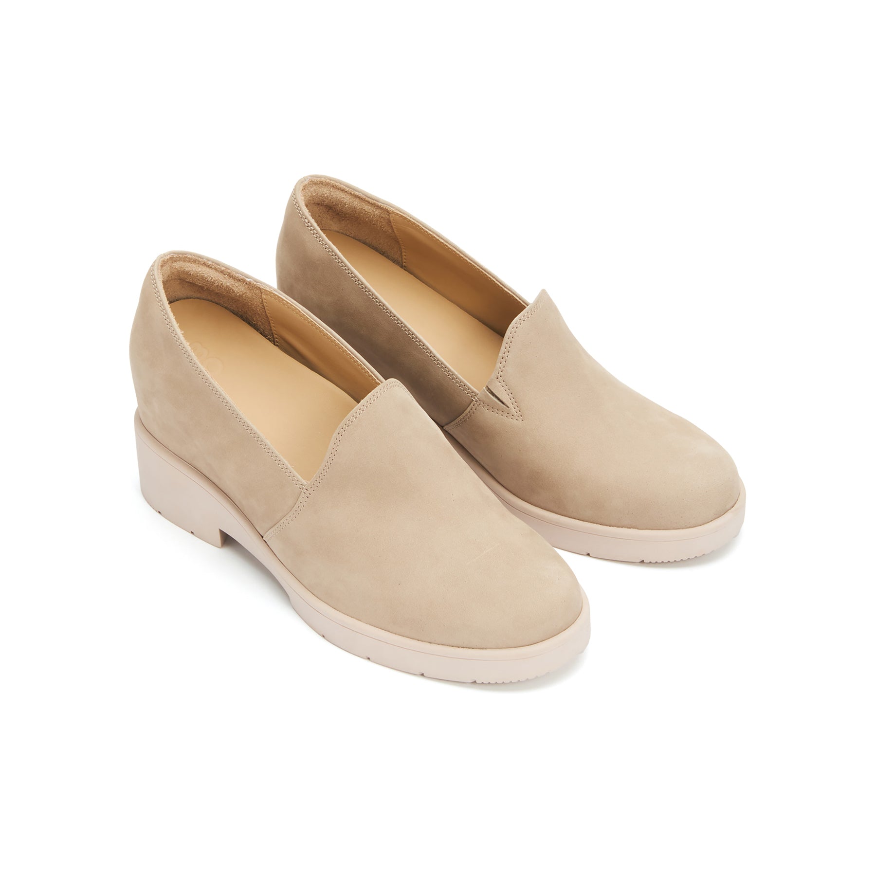 Abeo Horizon Slip-On Shoes for Women - Beige Nubuck Leather Comfortable Loafers - Perfect for Work, Travel & Casual Wear