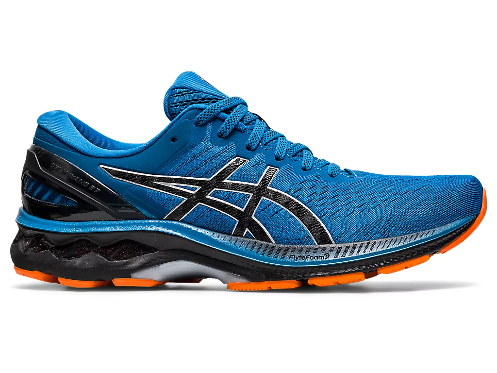 ASICS Men's Gel-Kayano 27 Running Shoes - Lightweight Stability Sneakers for Jogging & Marathon Training - Black/Blue (1011A767-402) | Perfect for Road Running, Gym Workouts & Daily Comfort Wear
