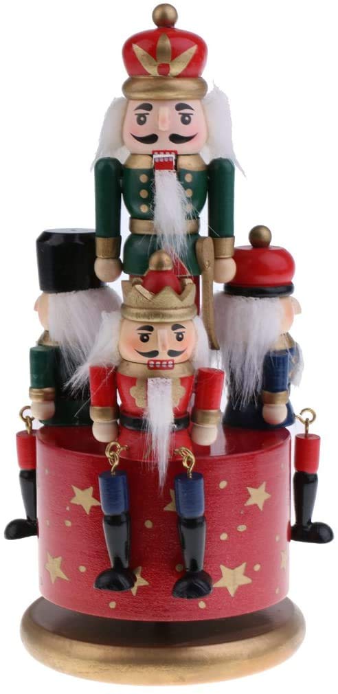 Handcrafted Wooden Nutcracker Music Box - Red Handpainted Nutcracker Soldier Drummer Figurine | Christmas Holiday Home Decor & Gift for Collectors | Perfect for Xmas Tree Ornaments, Mantel Displays & Festive Centerpieces