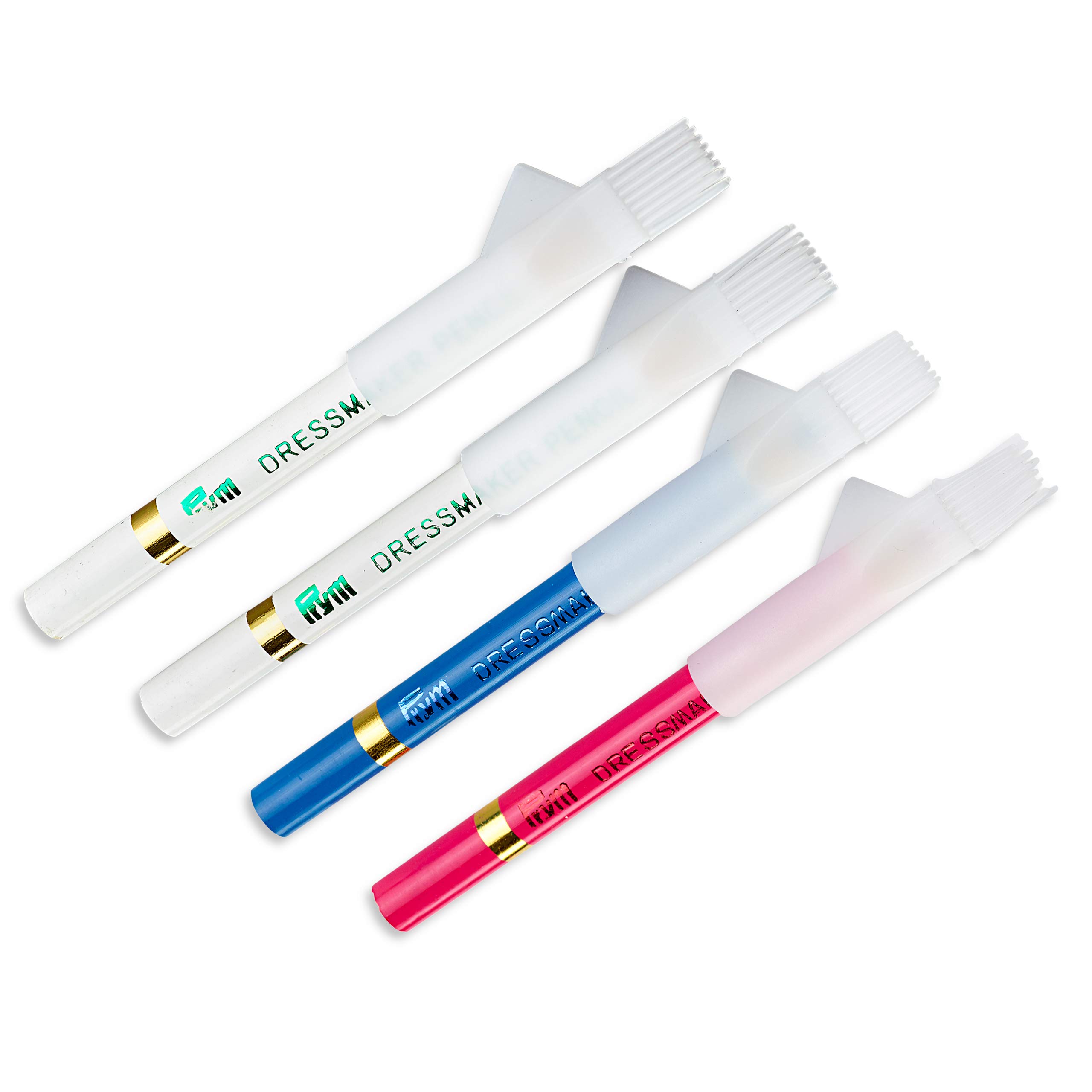 Prym Chalk Pencils with Brush - White, Pink, Blue for Fabric Marking & Tailoring - Perfect for Sewing, Quilting & DIY Crafts