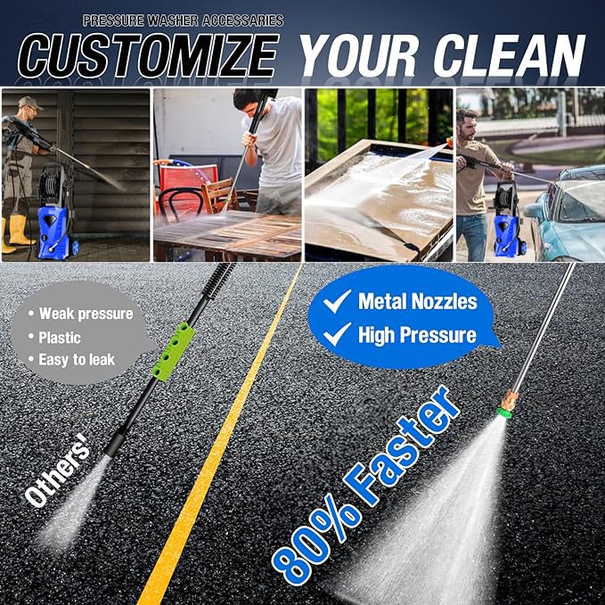 4500 PSI Electric Pressure Washer - Heavy Duty Power Cleaner with 33ft Hose, Soap Dispenser & 4 Nozzles (Blue) - Ideal for Driveway Cleaning, Deck Washing, Patio & Outdoor Surface Maintenance