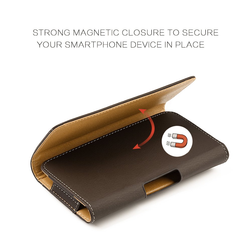 Premium Brown Leather Magnetic Flap Pouch Case for Samsung Galaxy S25 Ultra/S25+/A16/A35/A25/A15/S24 Ultra/S24+/A54 5G/S23 Ultra - Slim Protective Holster for Everyday Carry & Business Use