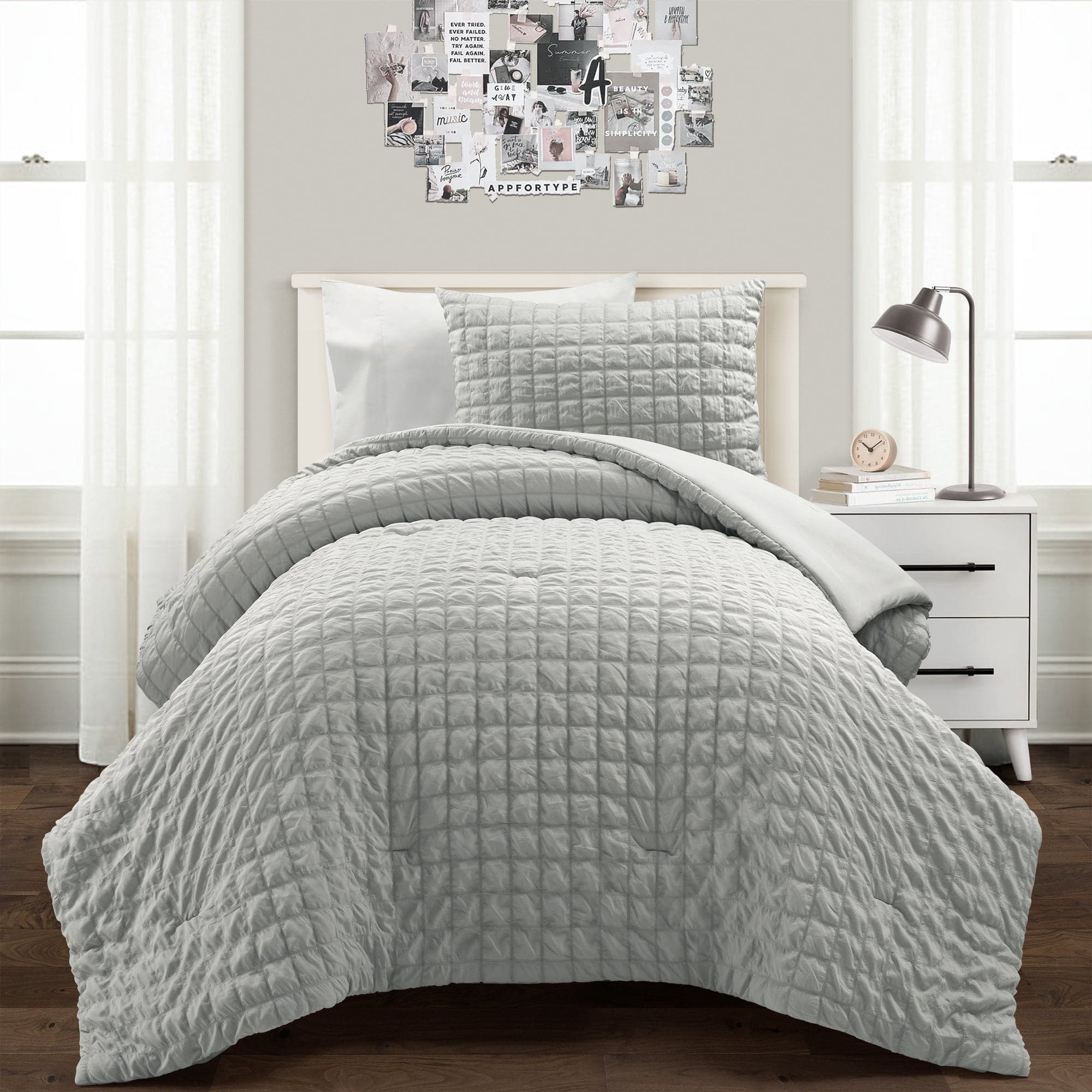 Luxury Crinkle Textured Dobby Comforter Set - Queen Size Bedding with Pillow Shams - Soft & Breathable for All Seasons - Perfect for Master Bedroom, Guest Room & Cozy Home Decor