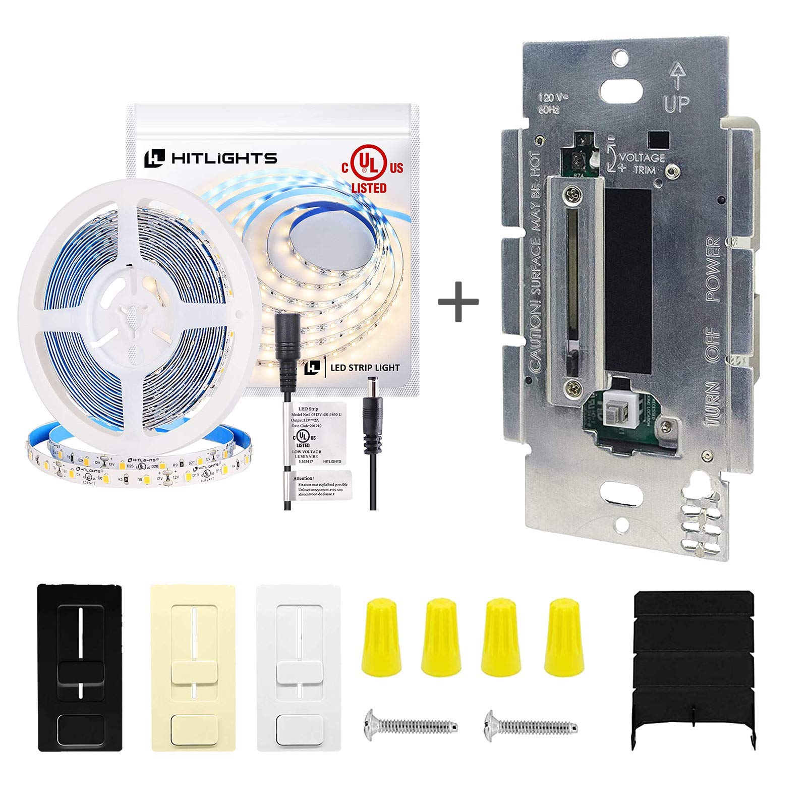 HitLights 40W Dimmable LED Light Strip Kit with Wall Dimmer Switch - 550 Lumens/m Neutral White, Single Integrated Unit for Home & Office Lighting | Perfect for Under Cabinet, Shelf, and Cove Lighting