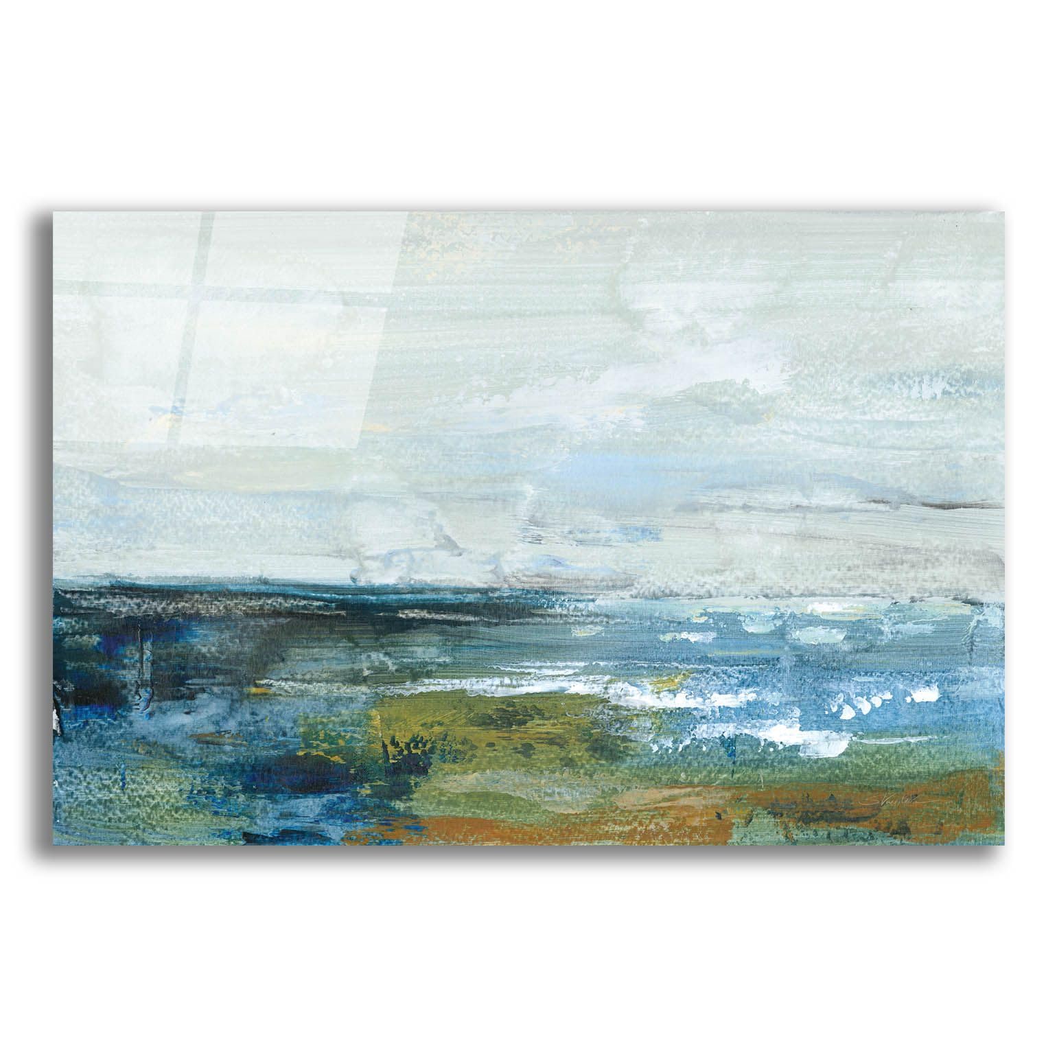 Silvia Vassileva 'Morning Seascape' Acrylic Glass Wall Art - 24x16 Inches Modern Coastal Painting for Living Room, Bedroom & Office Decor