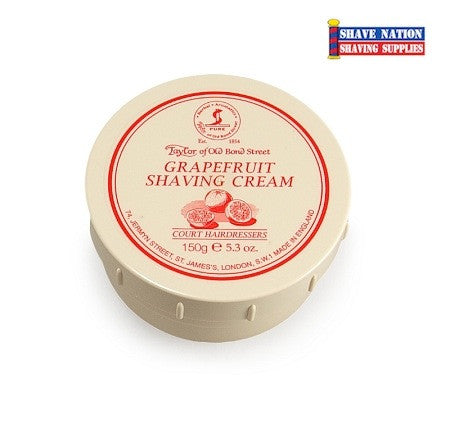 Taylor of Old Bond Street Premium Grapefruit Shaving Cream for Men - 150g Luxury Shaving Jar for Sensitive Skin - Perfect for Wet Shaving & Grooming Routine