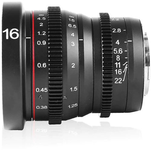 Meike 16mm T2.2 Cinema Prime Lens for MFT Cameras - Wide Angle Cine Lens for Filmmaking, Vlogging & Low Light Photography