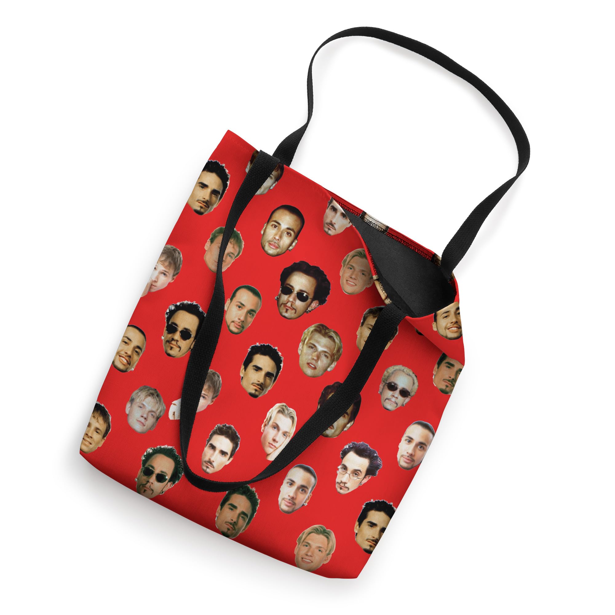 Backstreet Boys Merchandise - Official Repeated Faces Red Tote Bag for Fans | Concert Accessories & Gift for Music Lovers