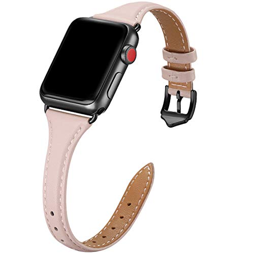 Premium Genuine Leather Apple Watch Bands for Women - Slim & Thin Replacement Strap Compatible with iWatch Ultra/SE/Series 8/7/6/5/4/3/2/1 (38mm 40mm 41mm 42mm 44mm 45mm 49mm) - Perfect for Workouts, Office Wear & Everyday Fashion Accessory