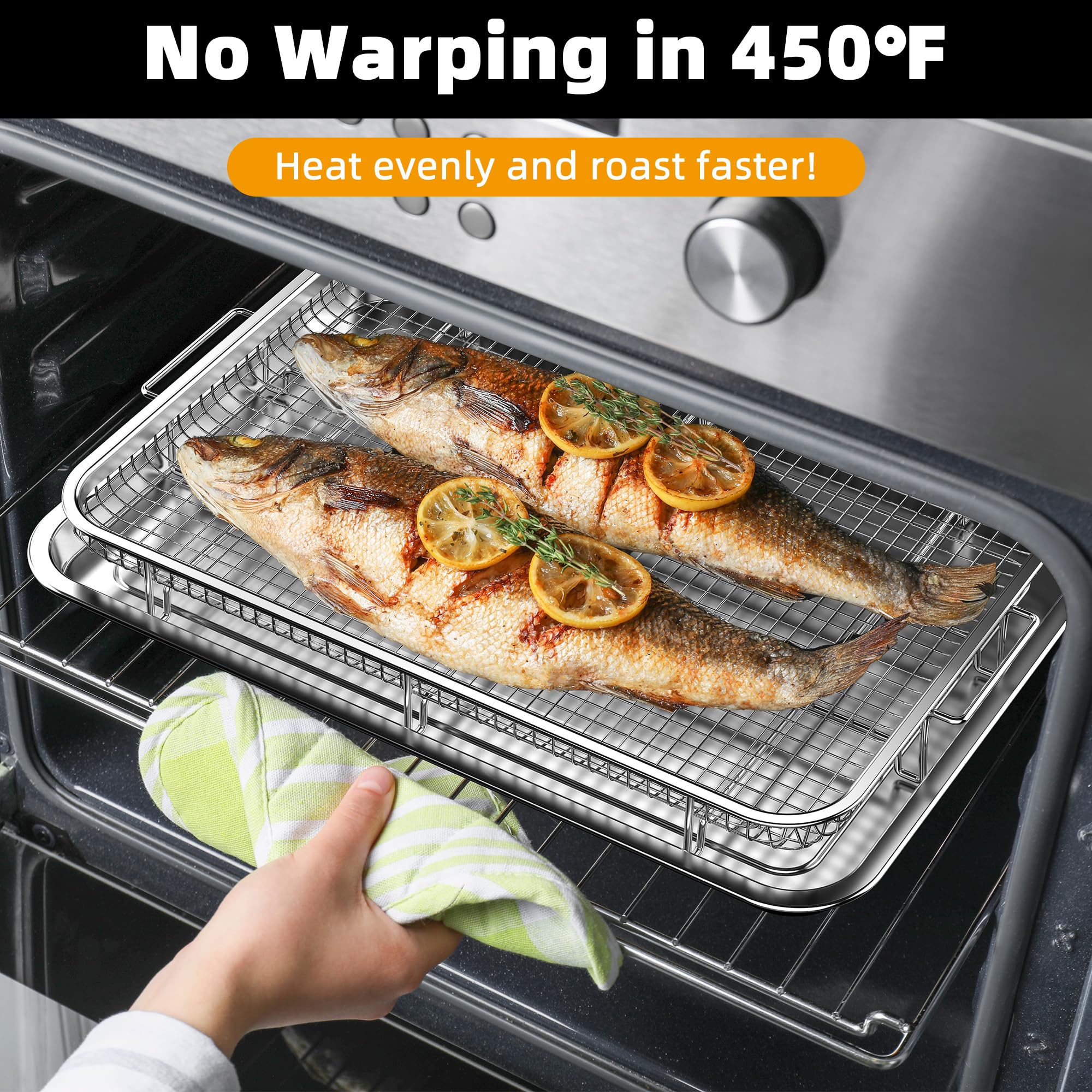 YEPATER 18.6 x 12.8 Inch Extra Large Stainless Steel Air Fryer Basket & Crisper Tray with 30 PCS Parchment Paper - Perfect for Baking Fries, Chicken Wings, Bacon in Oven - Ideal for Family Cooking, Meal Prep & Healthy Snacks