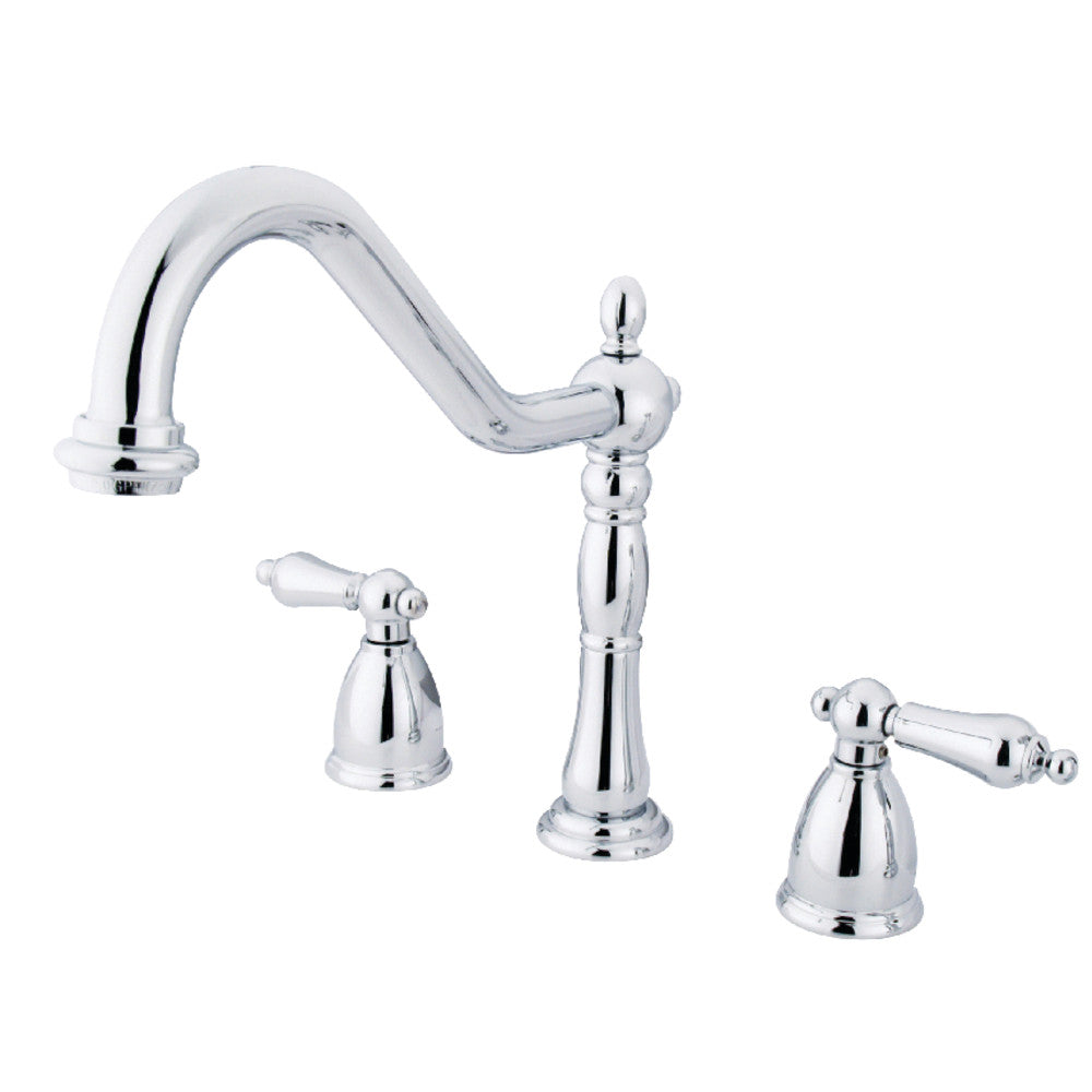 Kingston Brass KB1791ALLS Widespread Kitchen Faucet - Modern 3-Hole Mount Stainless Steel Sink Faucet with High Arc Spout for Home & Commercial Kitchens