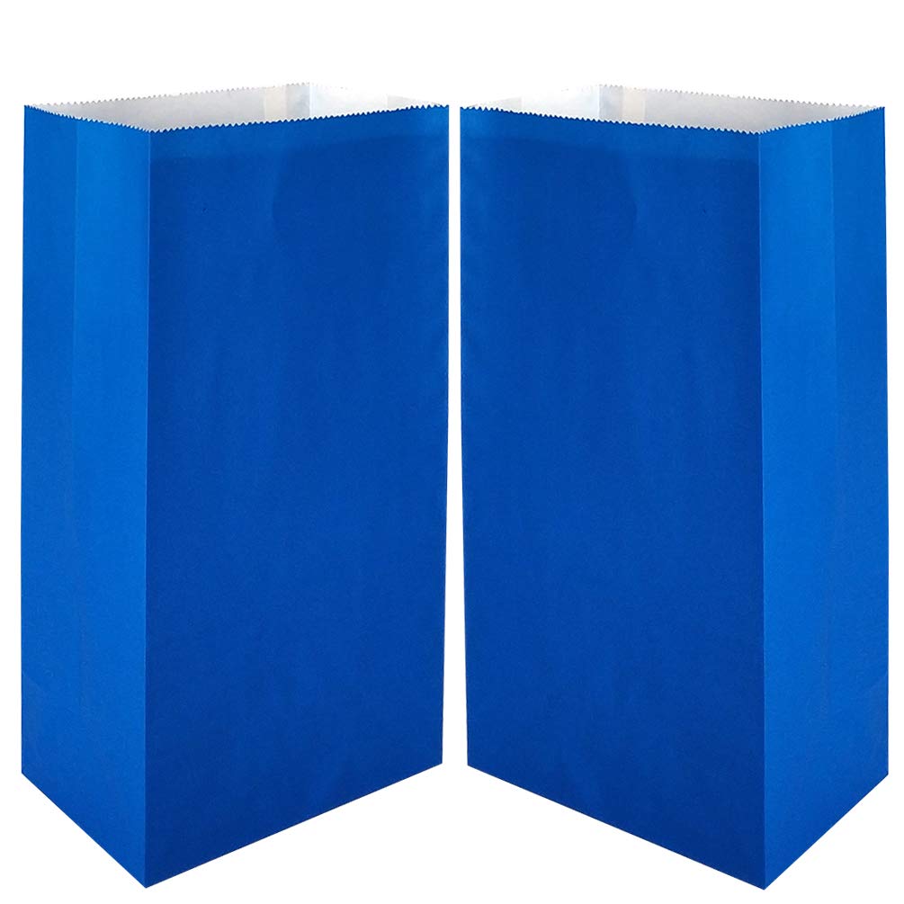Royal Blue Small Paper Bags 100 Pack - 4.7x2.4x8.7 Inch Party Favor Bags, Goodie Bags & Lunch Bags for Birthday Parties, Baby Showers, Wedding Favors & School Events