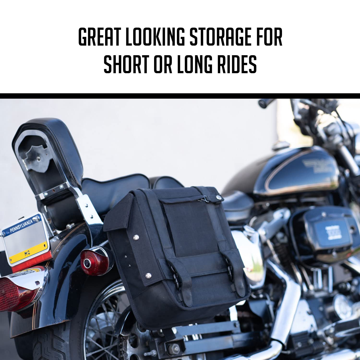 BURLY Voyager Genuine Leather Motorcycle Saddlebags - Universal Fit for Harley Davidson & Cruiser Bikes - Waterproof Throw-over Dual Bags - Black (B15-1002B) - Perfect for Long Rides, Road Trips & Daily Commuting