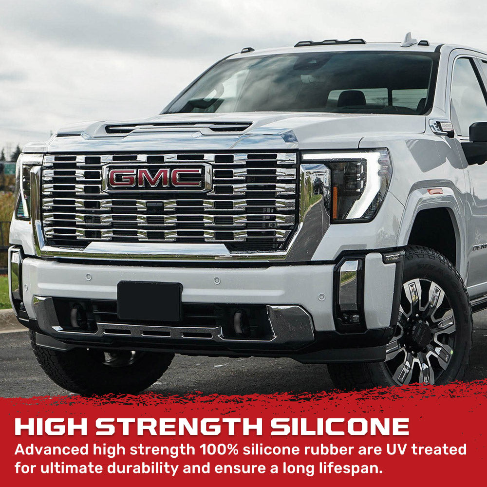 GMC Sierra 2500/3500 Tow Hook Covers (2015-2023) - 2-Piece Silicone Set for Standard & LED Models - Multiple Color Options - Durable Protection for Off-Road & Towing