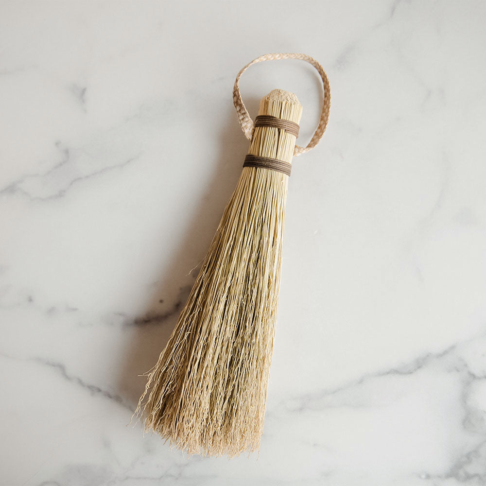 Premium Small Broomcorn Hand Broom for Dusting - Natural Fiber Cleaning Brush for Home, Kitchen, Fireplace & Car Detailing - Perfect for Sweeping Cobwebs, Pet Hair & Fine Debris