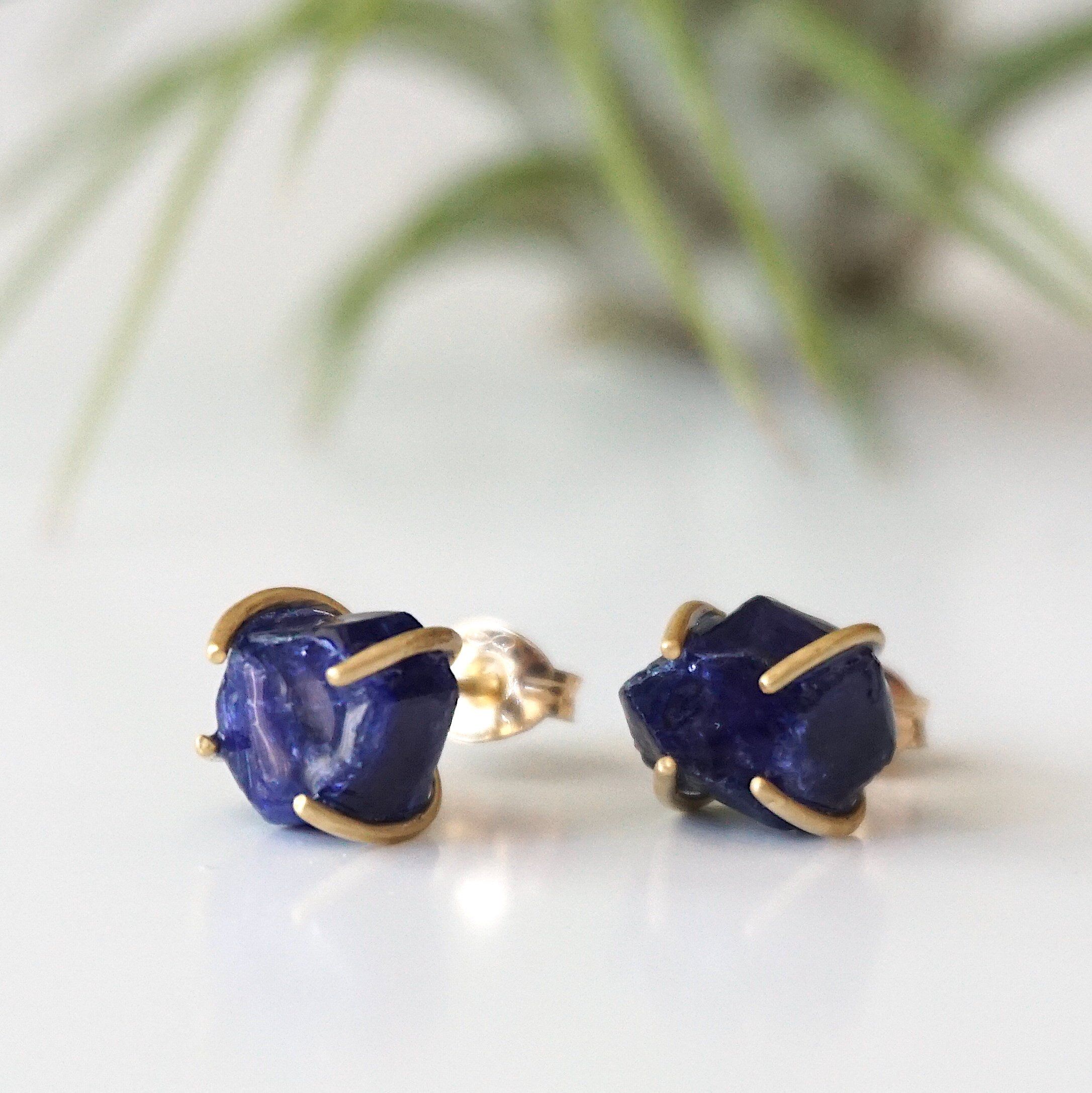 14K Gold Filled Sapphire Huggie Stud Earrings for Women - Elegant Everyday Jewelry & Special Occasion Gifts