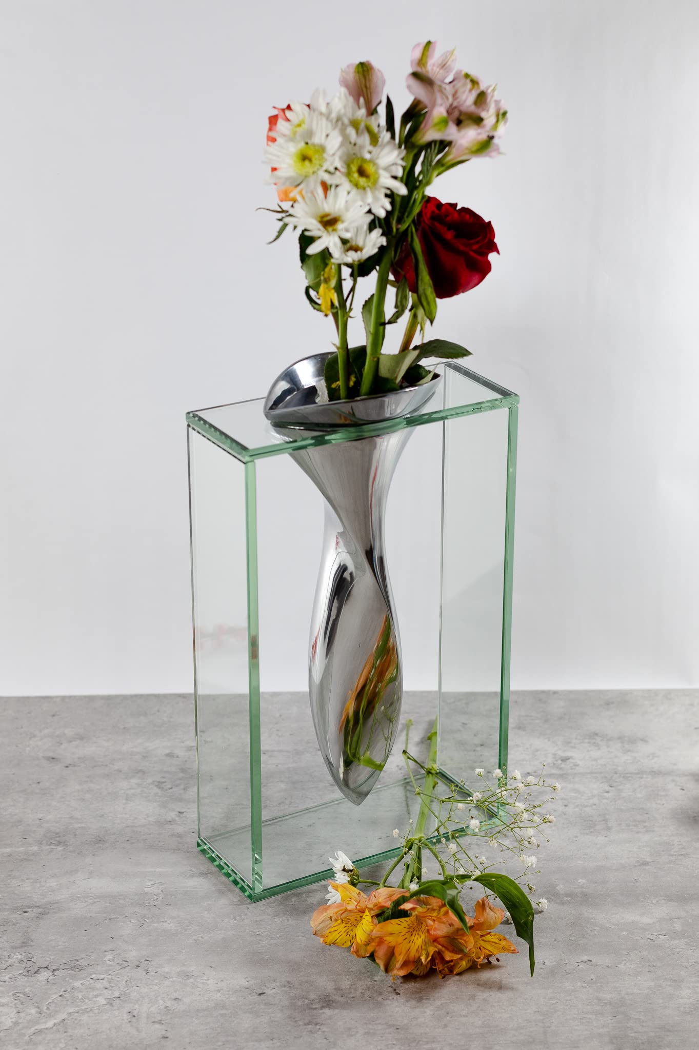 Badash The Elvis Glass Vase - 13 Inch Tall Clear Crystal Flower Vase for Home Decor, Wedding Centerpieces & Tabletop Display - Durable Aluminum and Glass Design - Perfect for Living Room, Dining Table & Office Decor