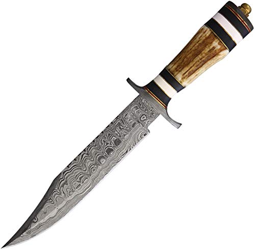 Premium Damascus Steel MR571 Bowie Knife - High-Quality Hunting, Camping & Outdoor Survival Tool - Perfect for Bushcraft, Tactical Use & Collectors