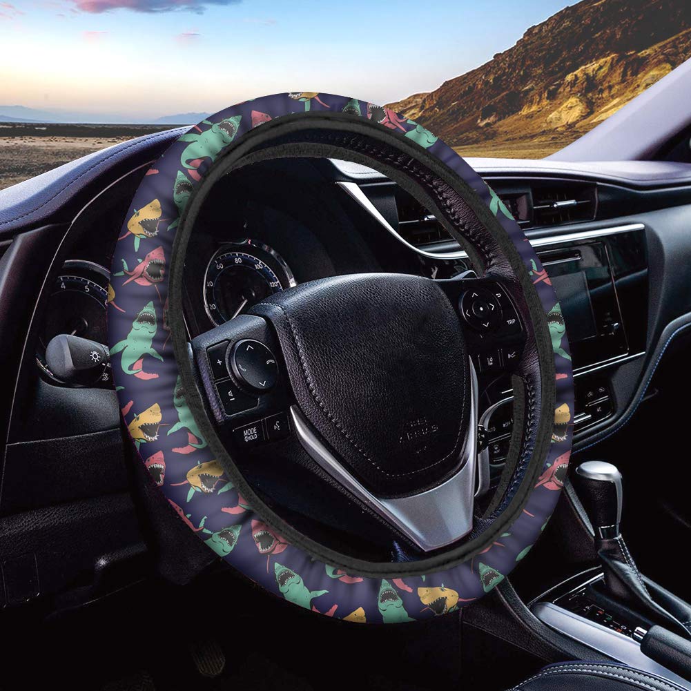 Premium Shark Steering Wheel Cover - Soft Neoprene with Anti-Slip Padding | Universal Fit for Cars, Trucks & SUVs | Stylish Car Interior Accessory Gift for Women & Teens | Perfect for Daily Commutes & Road Trips