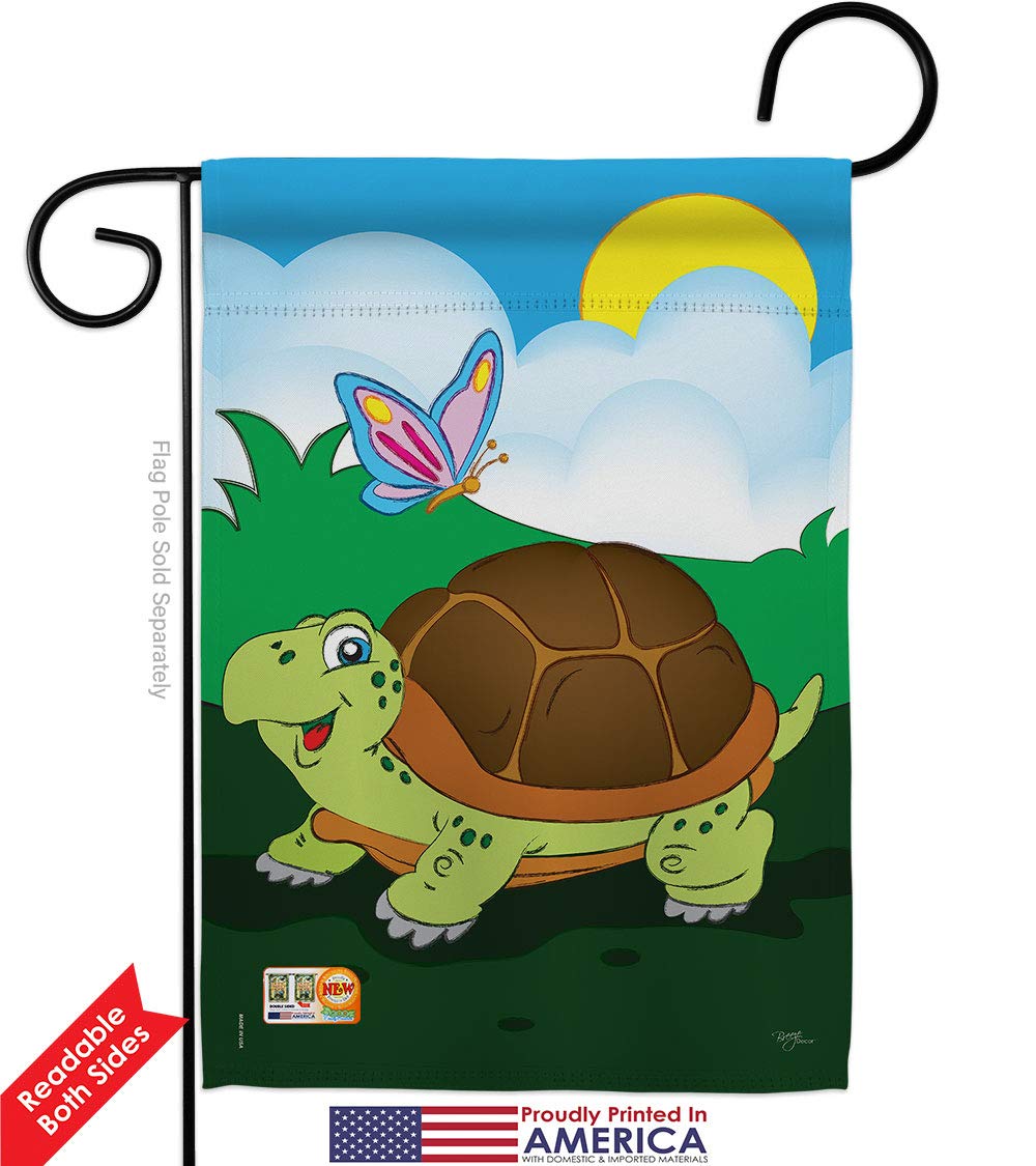 Double-Sided Turtle Garden House Flags Set - 28x40 Inch Outdoor Decorative Yard Banner with Animal Critter Designs (Bee, Ladybug, Pet, Nature) - Perfect for Garden, Patio, Lawn & Home Decor Gifts