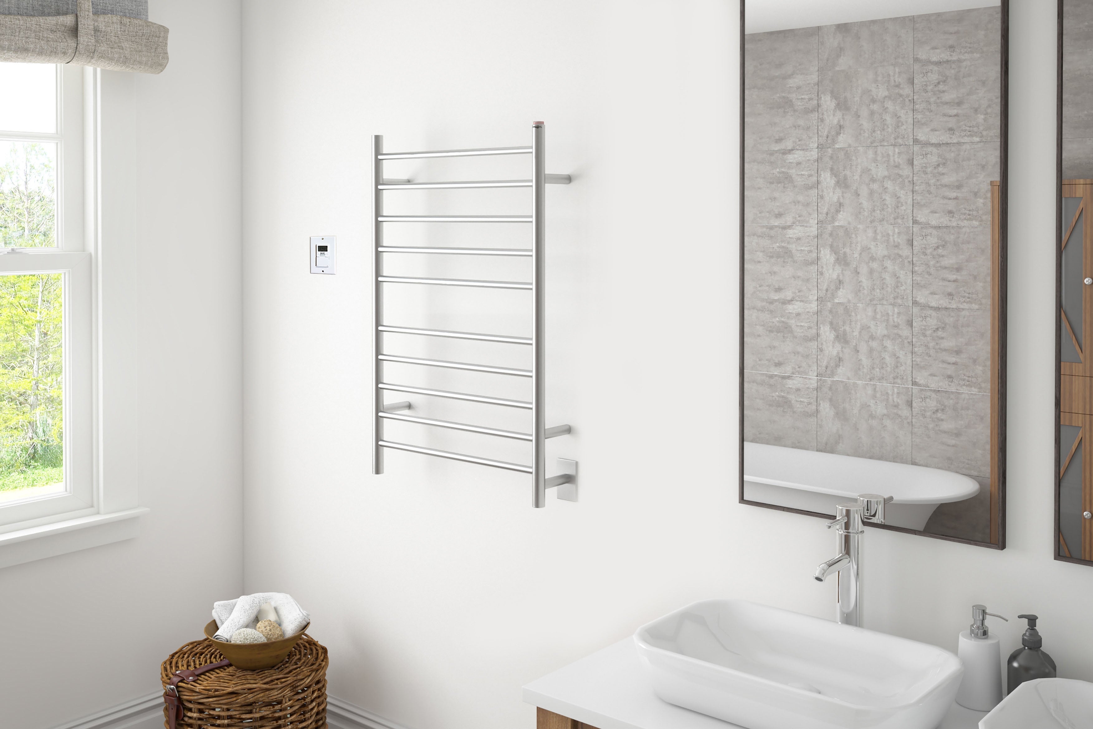 Premium 10 Bar Hardwired & Plug-in Towel Warmer - Brushed Stainless Steel with Timer | Fast Heating for Bathroom, Spa & Luxury Home Use