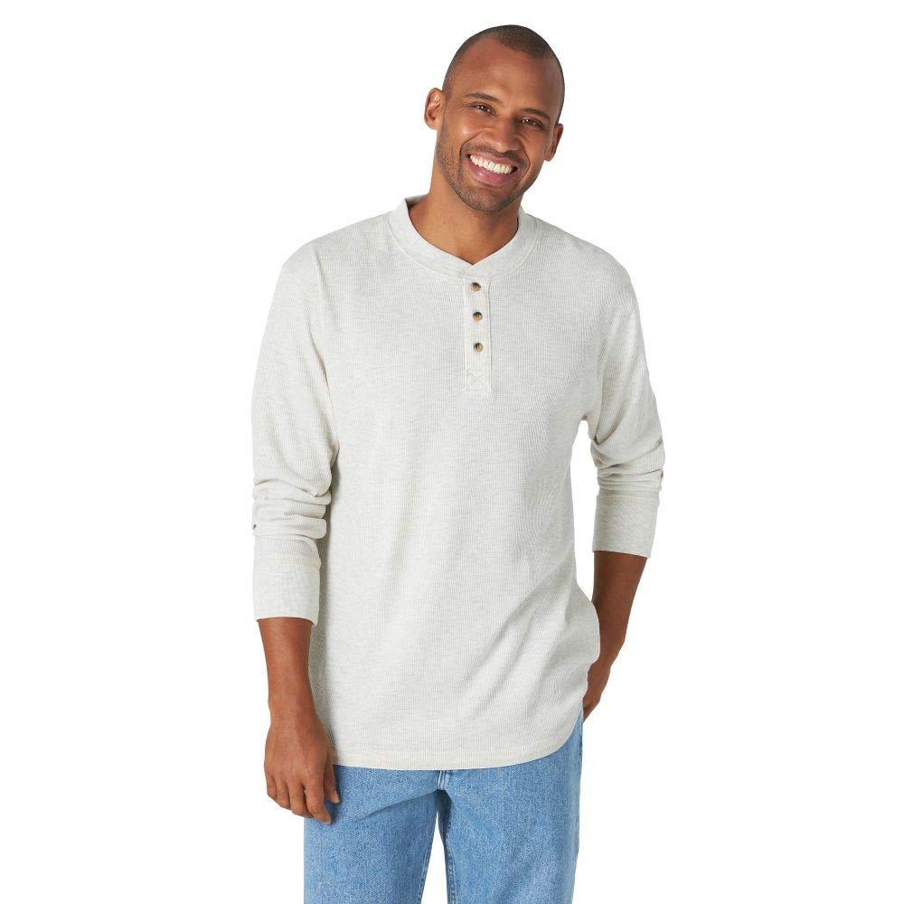Wrangler Authentics Men's Long Sleeve Waffle Henley Shirt - Soft Thermal Cotton Pullover for Casual Wear, Outdoor Activities & Layering in Cold Weather