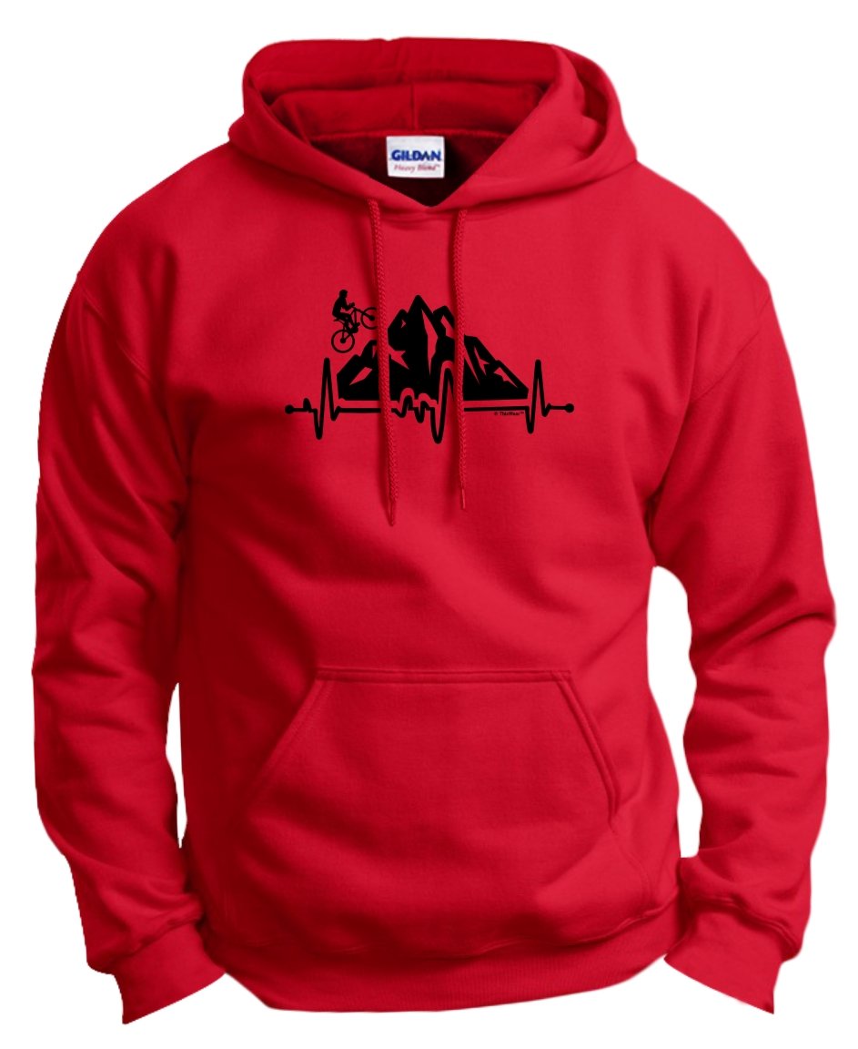 Cycling Gifts for Men & Women - Bike Heartbeat Design Hoodie Sweatshirt - Perfect Mountain Biking Apparel & Casual Wear for Cyclists
