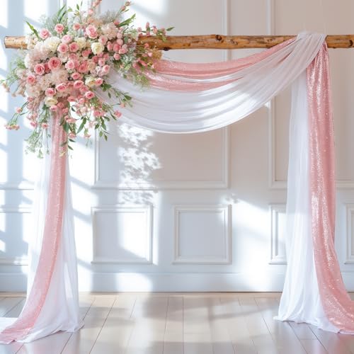 White & Rose Gold Sequin