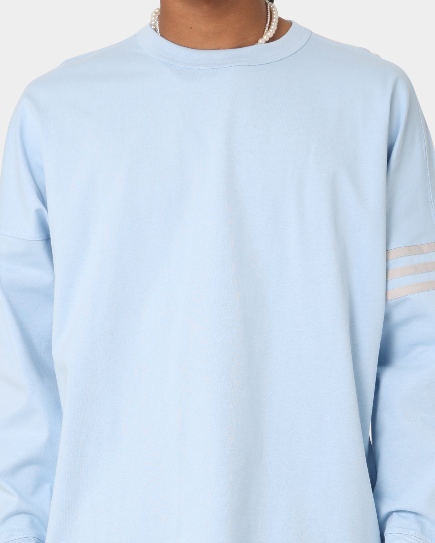 Adidas NeuClassics Long Sleeve T-Shirt for Men - Breathable Cotton Crewneck Tee in Clear Sky/Grey | Casual Wear, Gym, Street Style & Everyday Outfits