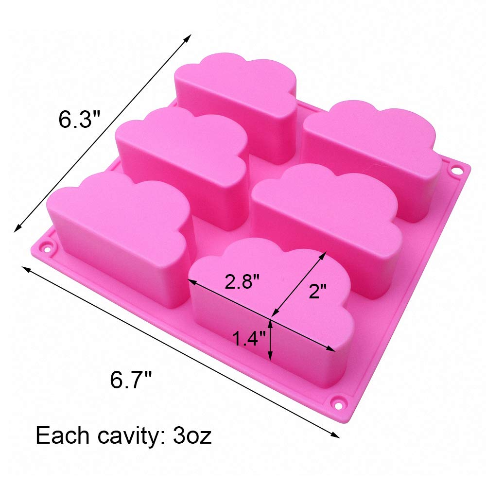 2 Pack Silicone Cloud Cupcake Pans - Non-Stick Mousse Cake Molds for Baking, Jello, Soap, Wax, Bath Bombs & DIY Crafts - Perfect for Birthday Parties, Home Baking and Gift Making