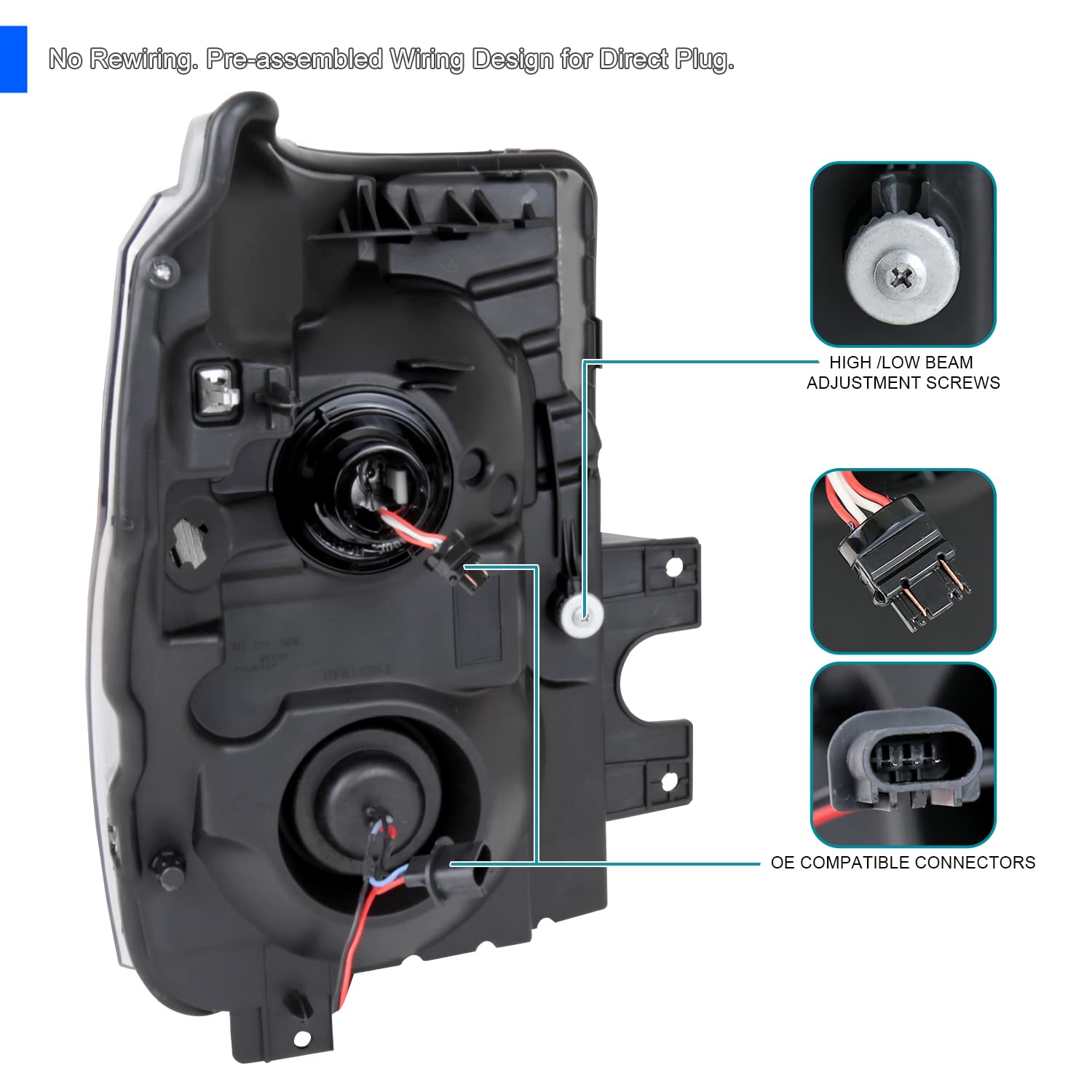 Spec-D Black Smoke Halo LED Headlights for 2011-2016 Ford F250/F350 - Off-Road & Night Driving