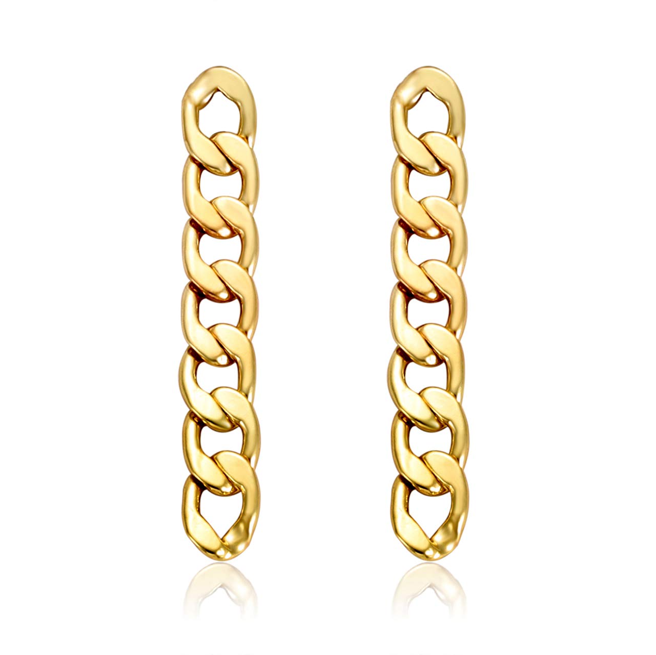 ZITULRY Women's Silver & Gold Plated Link Chain Drop Earrings - Elegant Long Dangle Statement Earrings for Girls & Women | Perfect for Parties, Weddings & Evening Events