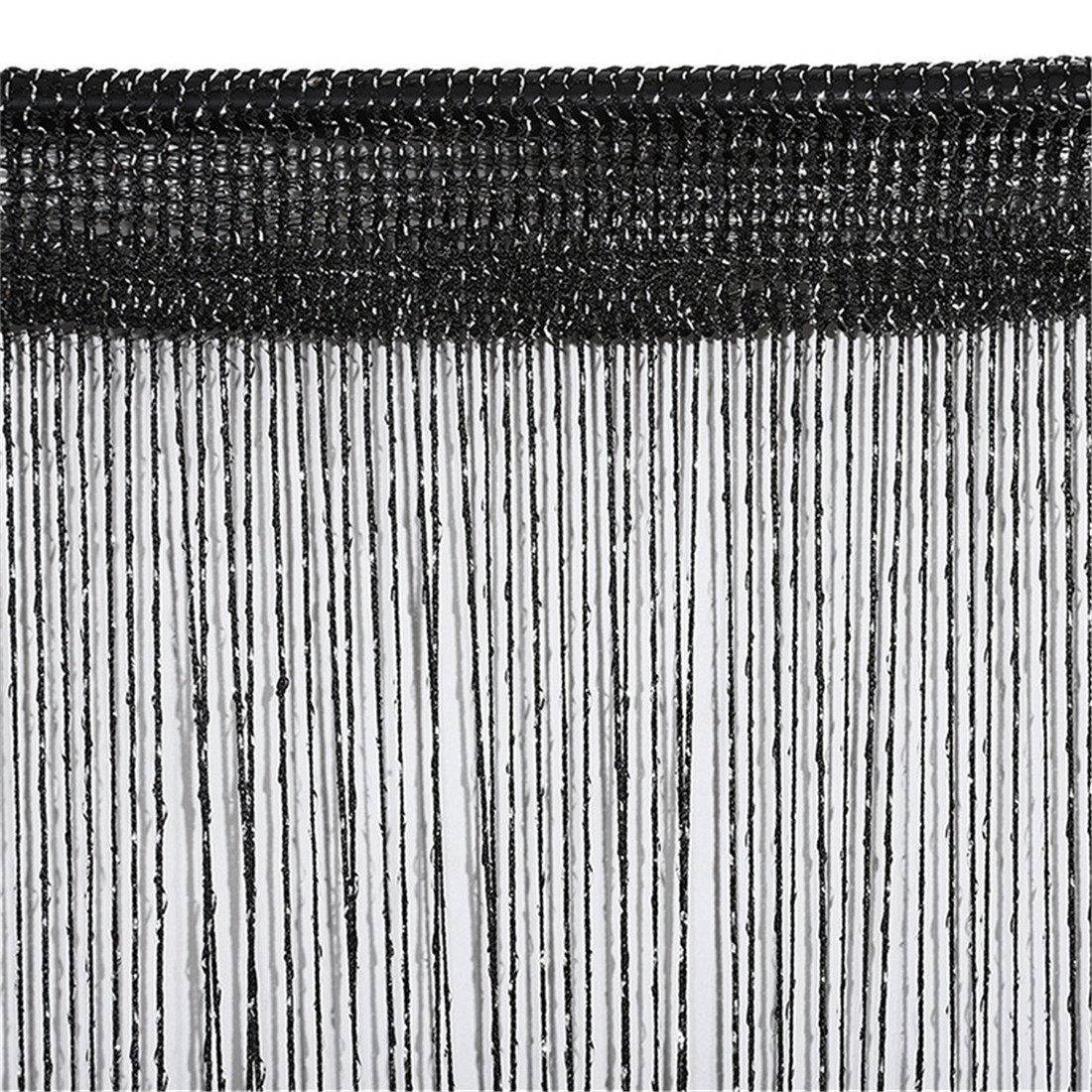 Edtoy Decorative Window Fringe Wall Panel Room Divider - 200x95cm Black Tassel Curtain for Bedroom, Living Room & Party Decor
