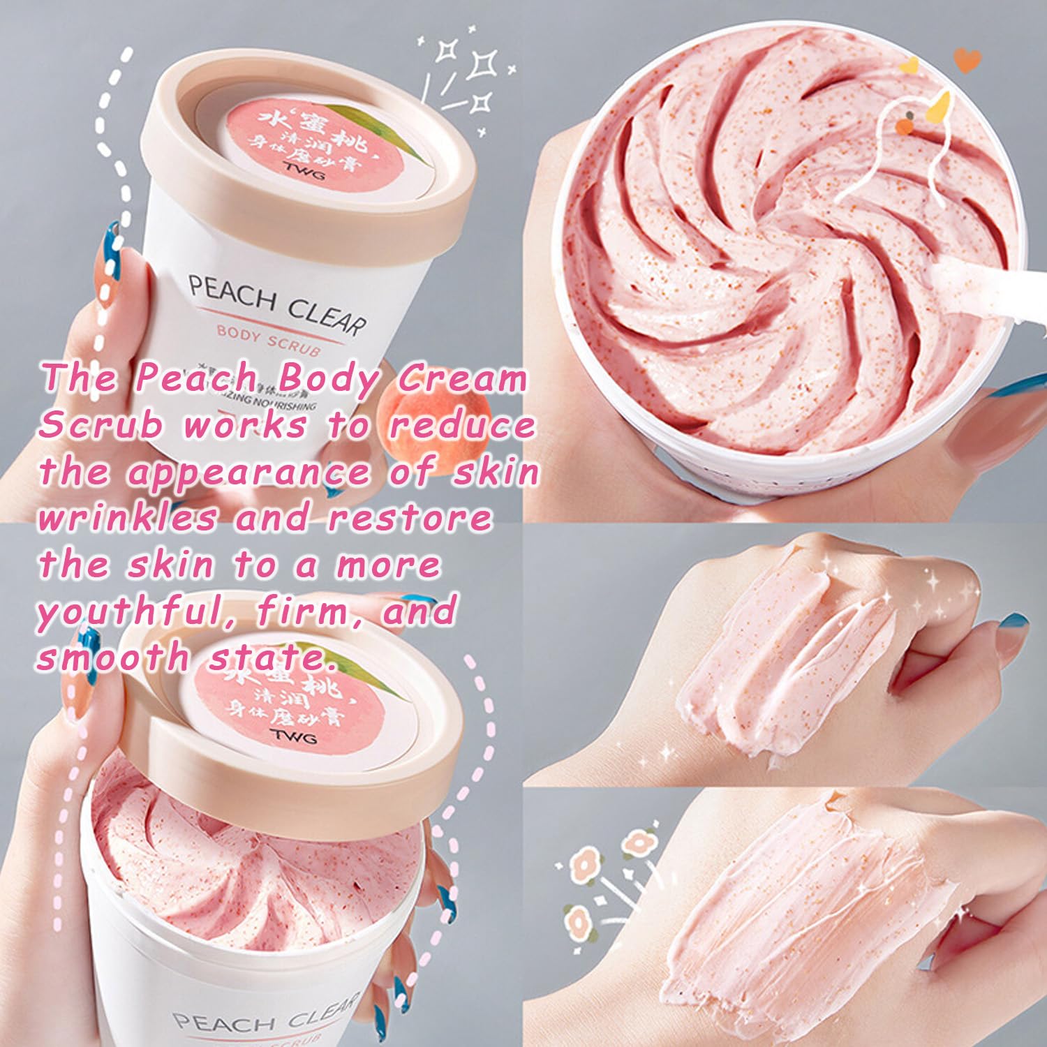 Peach Body Scrub for Spots & Large Pores - Skin Repair & Renewal with Deep Hydration - 7oz Exfoliator for Soft, Nourished Skin - Perfect for Spa Days & At-Home Skincare Routines