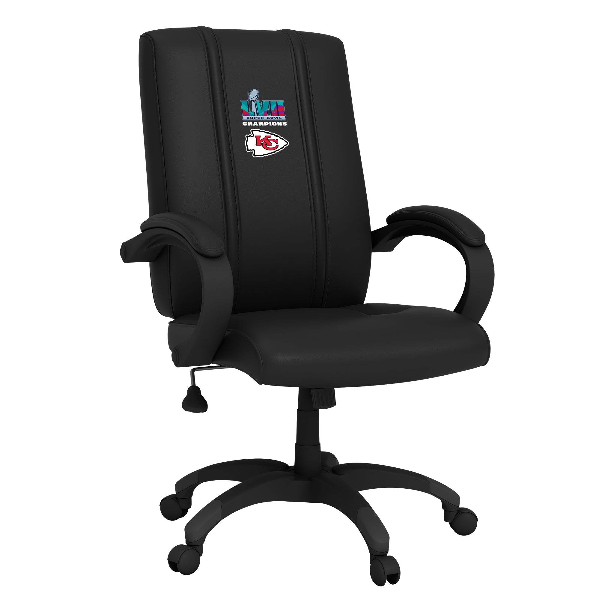 Kansas City Chiefs Super Bowl LVII Champions Logo Office Chair - 1000 lb Capacity Ergonomic Desk Chair for Home & Office - Perfect for Chiefs Fans, Game Room, and Sports Themed Decor