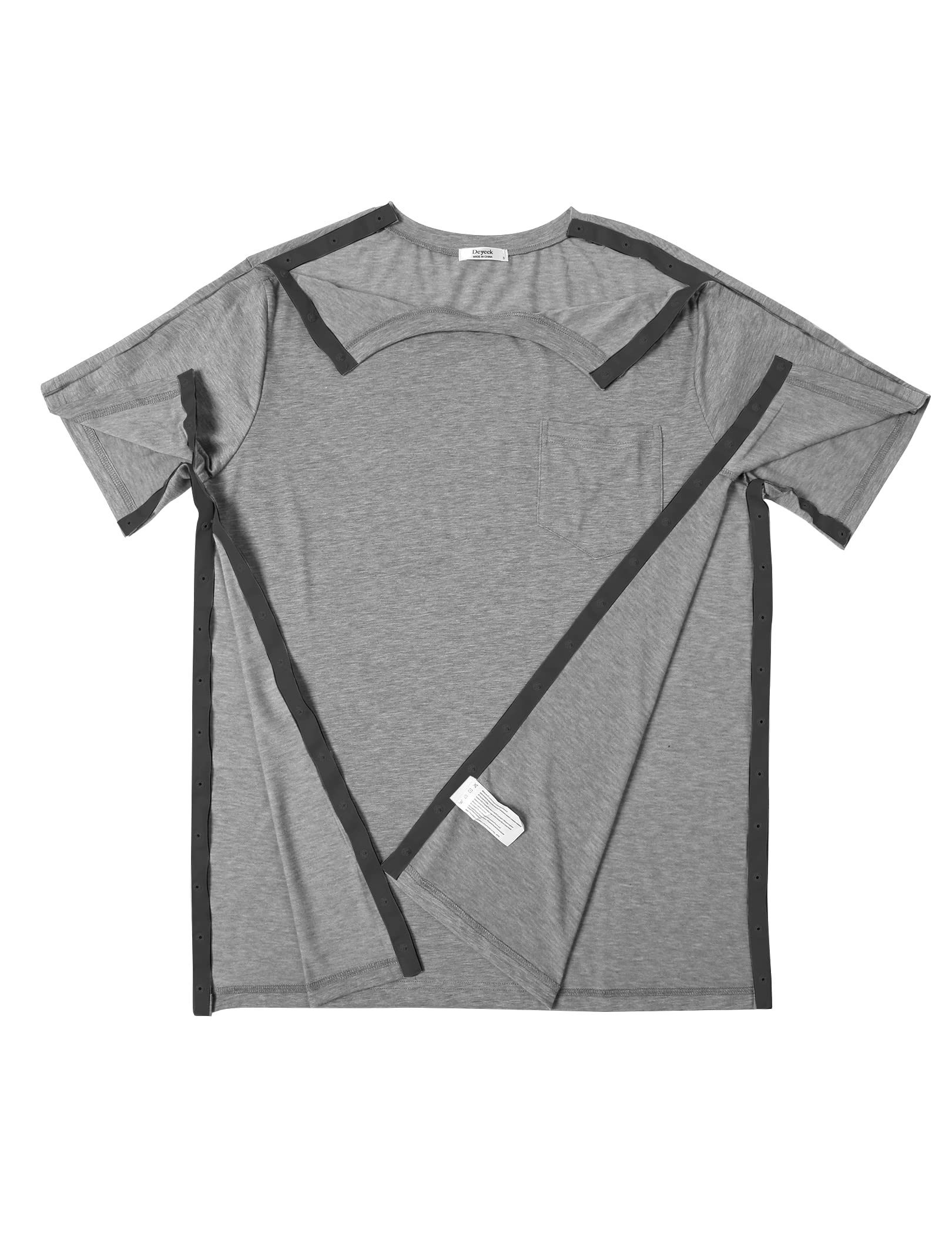 Deyeek Men's Post Shoulder Surgery Shirts - Easy Tear Away Short Sleeve with Full Side Snap Openings - Comfortable Adaptive Clothing for Recovery & Chemo Therapy - Ideal for Physical Therapy, Hospital Visits & Daily Wear