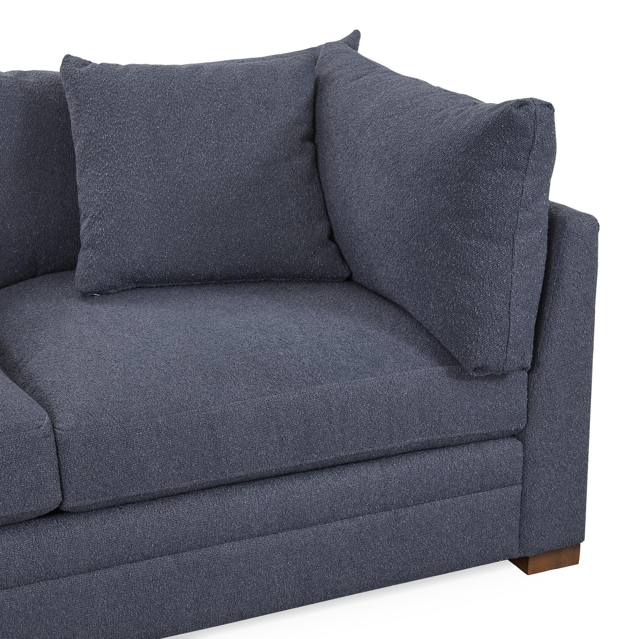 Audrey Upholstered Sofa Chaise in Navy Blue - Modern Living Room Furniture for Small Spaces & Apartments