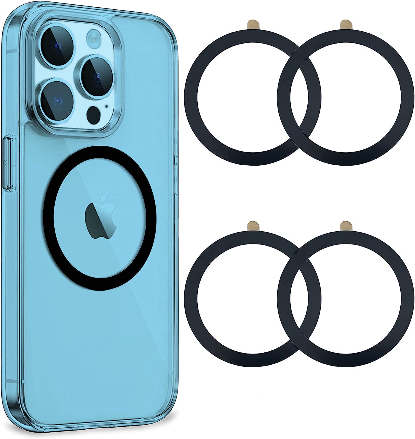 4PCS Magnetic Wireless Charger Universal Metal Rings - Compatible with iPhone 14/13/12 Pro/Max/Mini & Samsung Galaxy - MagSafe Accessories for Secure Charging at Home, Office & Travel