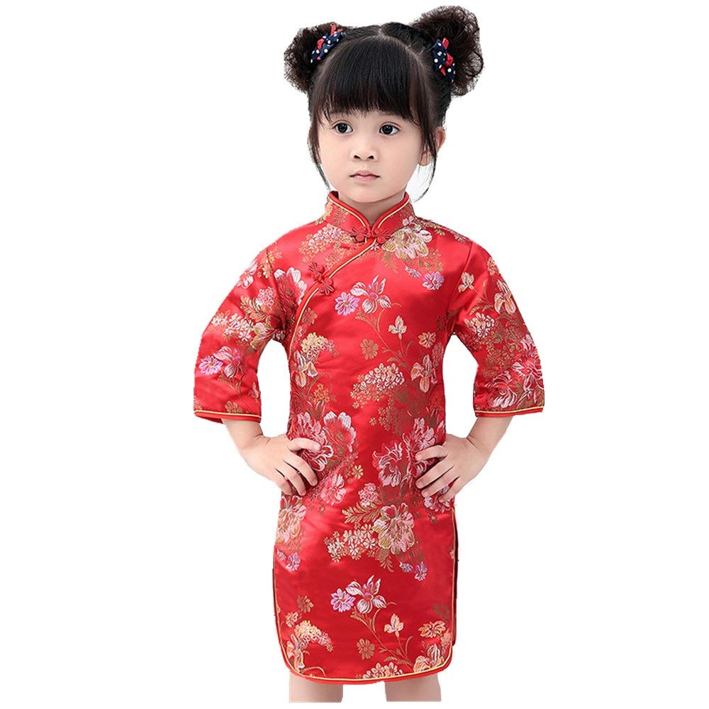 Elegant Peony Rose Qipao Cheongsam Dress for Women - Half Sleeve Chinese Traditional Wedding Dress, Princess Birthday Party Costume, Perfect for Special Occasions & Cultural Events