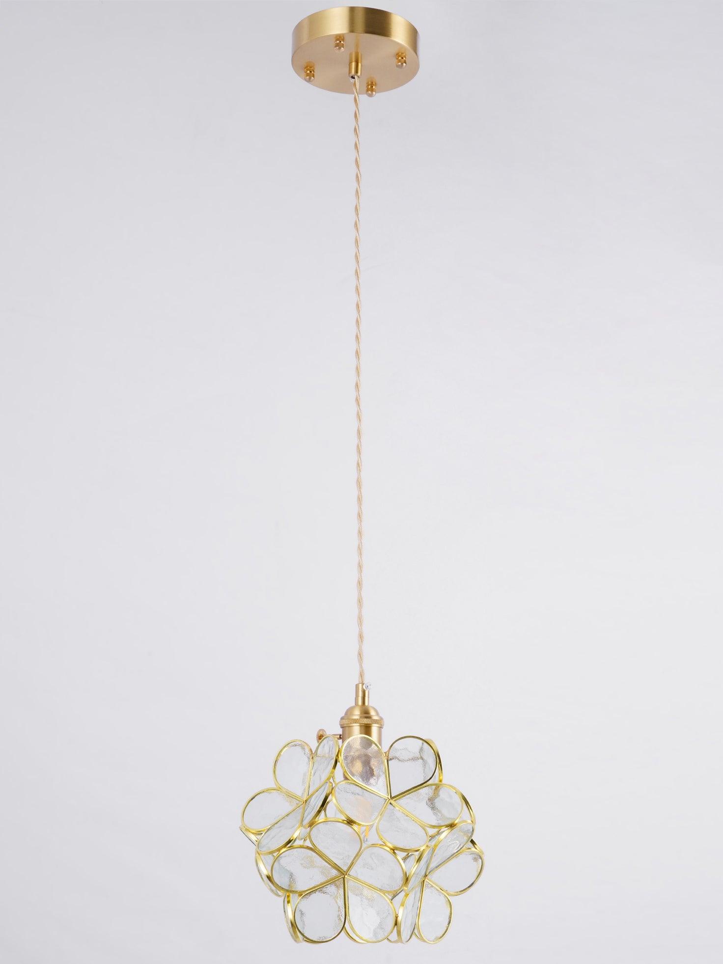 Modern Glass Petal Pendant Light - Elegant Floral Ceiling Lighting Fixture for Dining Room, Kitchen Island & Bedroom Decor