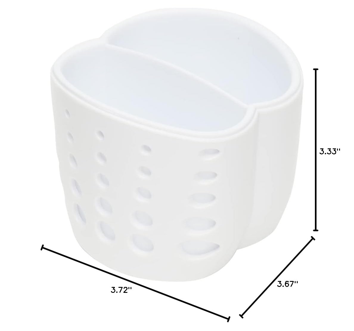 Home Basics Double Sponge Holder Kitchen Sink Caddy - White Saddle Faucet Soap & Sponge Organizer with Drain Holes | Perfect for Kitchen Sink Organization & Dishwashing Accessories