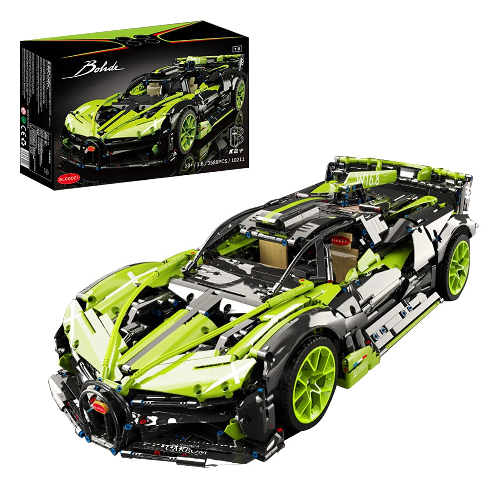 Kbox 10211 Super Running Building Block Model - 1:8 Scale Static Technology Series Sports Car Building Kit (3588 PCS) | Compatible with Lego Technic | Perfect for Collectors, DIY Enthusiasts & STEM Education Projects