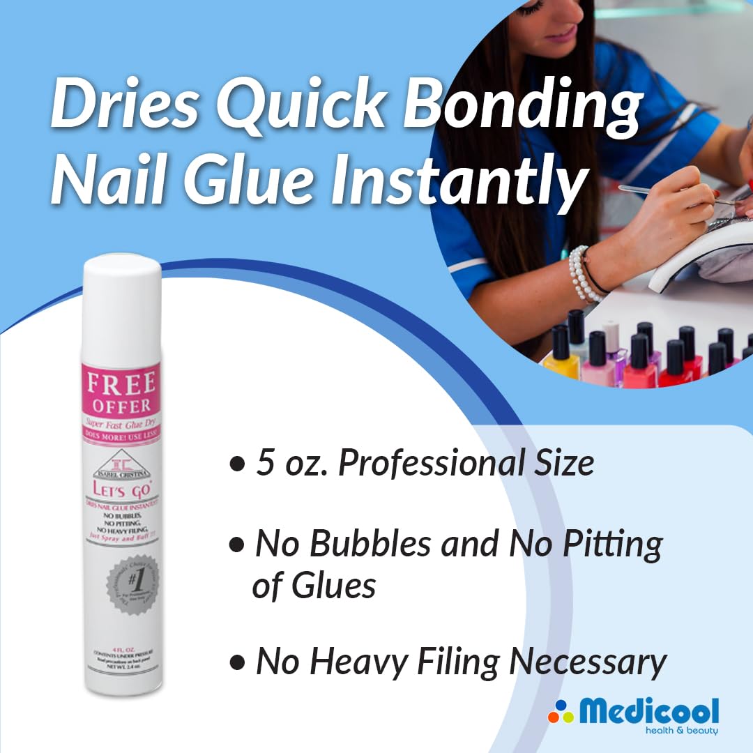 Medicool Nail Glue Accelerator for Acrylic Nails - Fast Drying Bonding Solution (12 Pack) | Perfect for Salon Professionals & DIY Manicures at Home