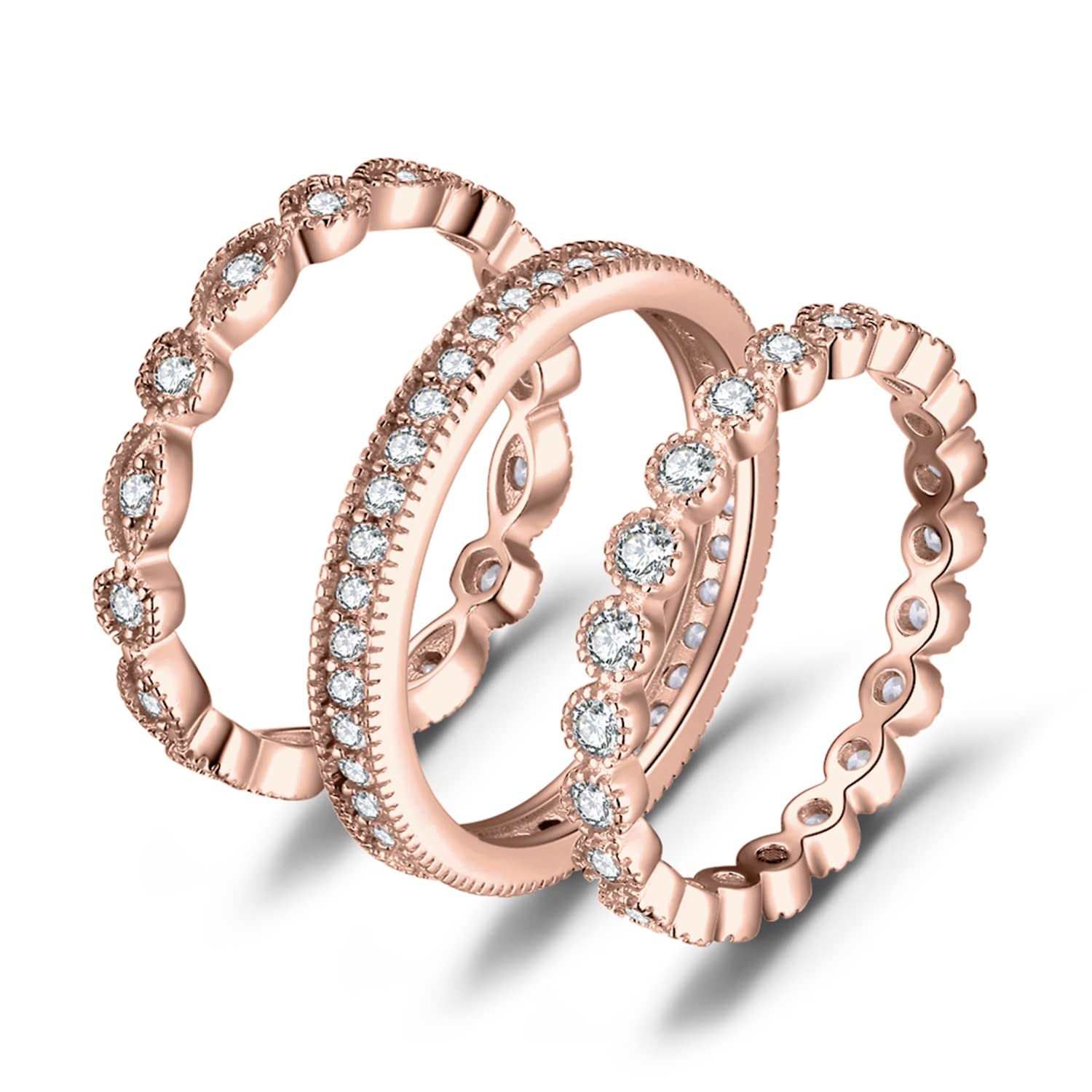 14K Gold Plated 925 Sterling Silver Rings for Women | Cubic Zirconia Promise Rings & Stackable Wedding Bands Set (Size 4-12) | Perfect for Anniversary Gifts, Engagement, and Everyday Elegance - JewelryPalace