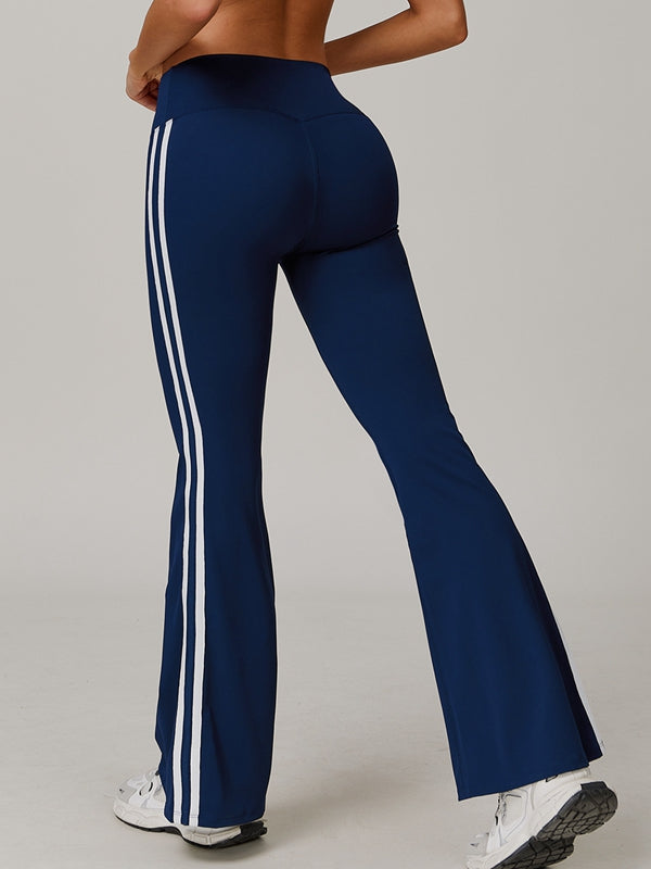 ZASUWA Women's High Waist Striped Leggings - Contrast Color Yoga Pants for Running, Workout & Casual Wear