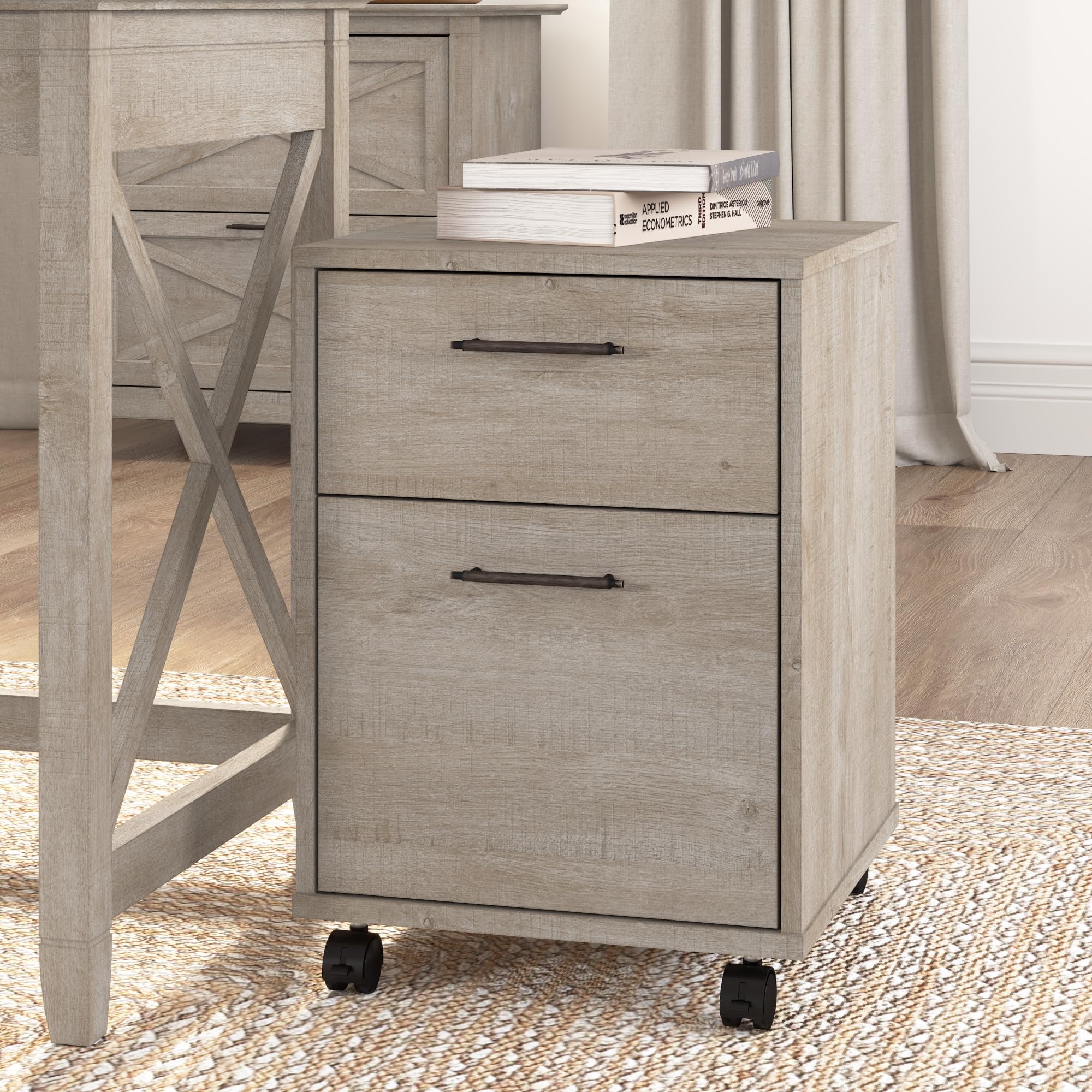 Bush Furniture Key West 2-Drawer Mobile File Cabinet - Rolling Office Storage Cabinet for Home & Workspace | Perfect for Organizing Documents in Small Spaces & Home Offices