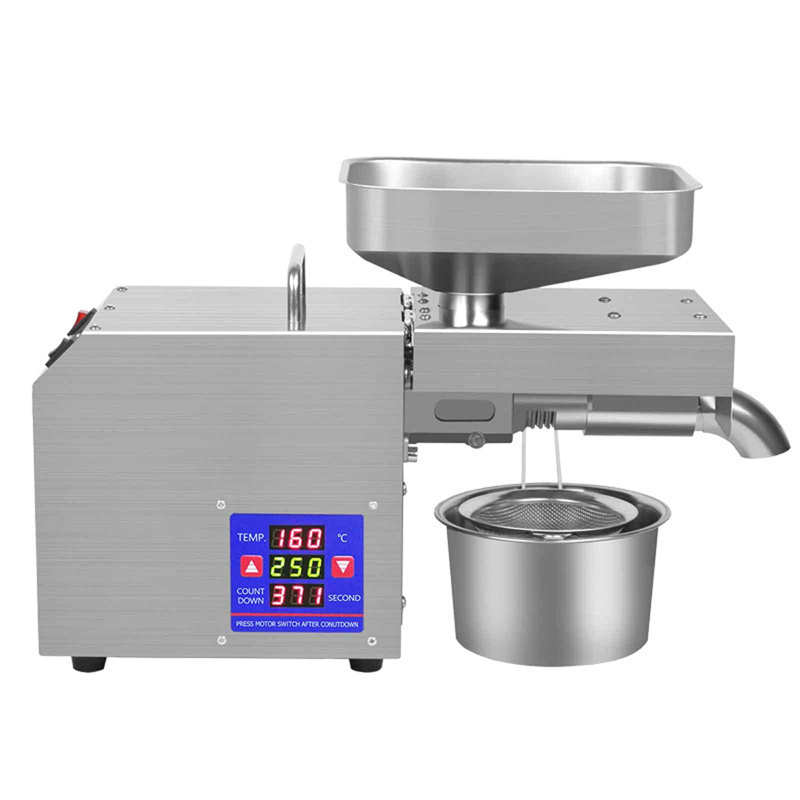610W Electric Oil Press Machine with Temperature Control - 304 Stainless Steel Oil Extractor for Peanuts, Sesame & Nuts - Perfect for Home Kitchen & Healthy Cooking