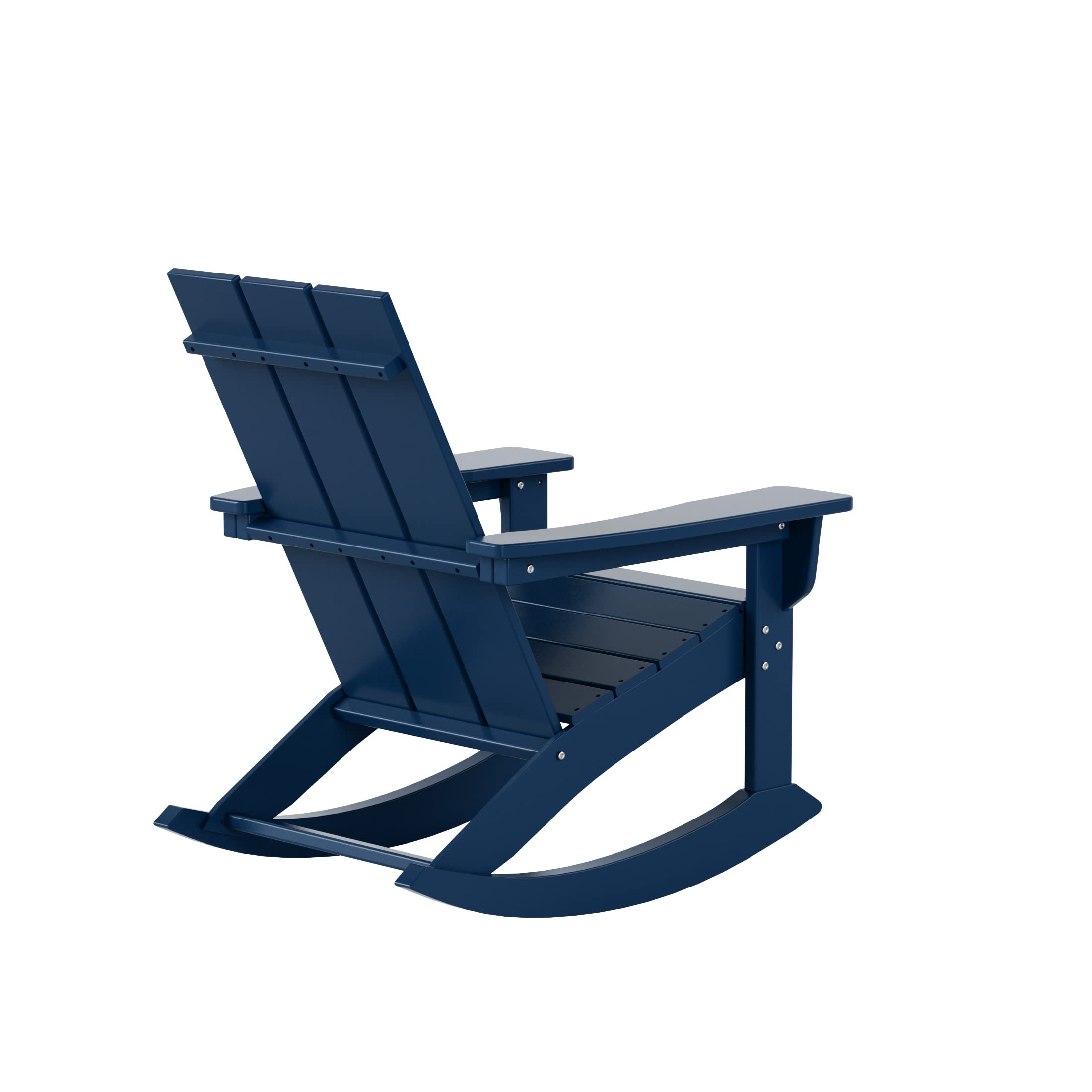 WO Home Furniture 4-Piece Patio Rocking Chair Set - Modern Outdoor HDPE UV-Resistant Rocking Chairs (Navy Blue) for Garden, Porch, Deck & Backyard Relaxation