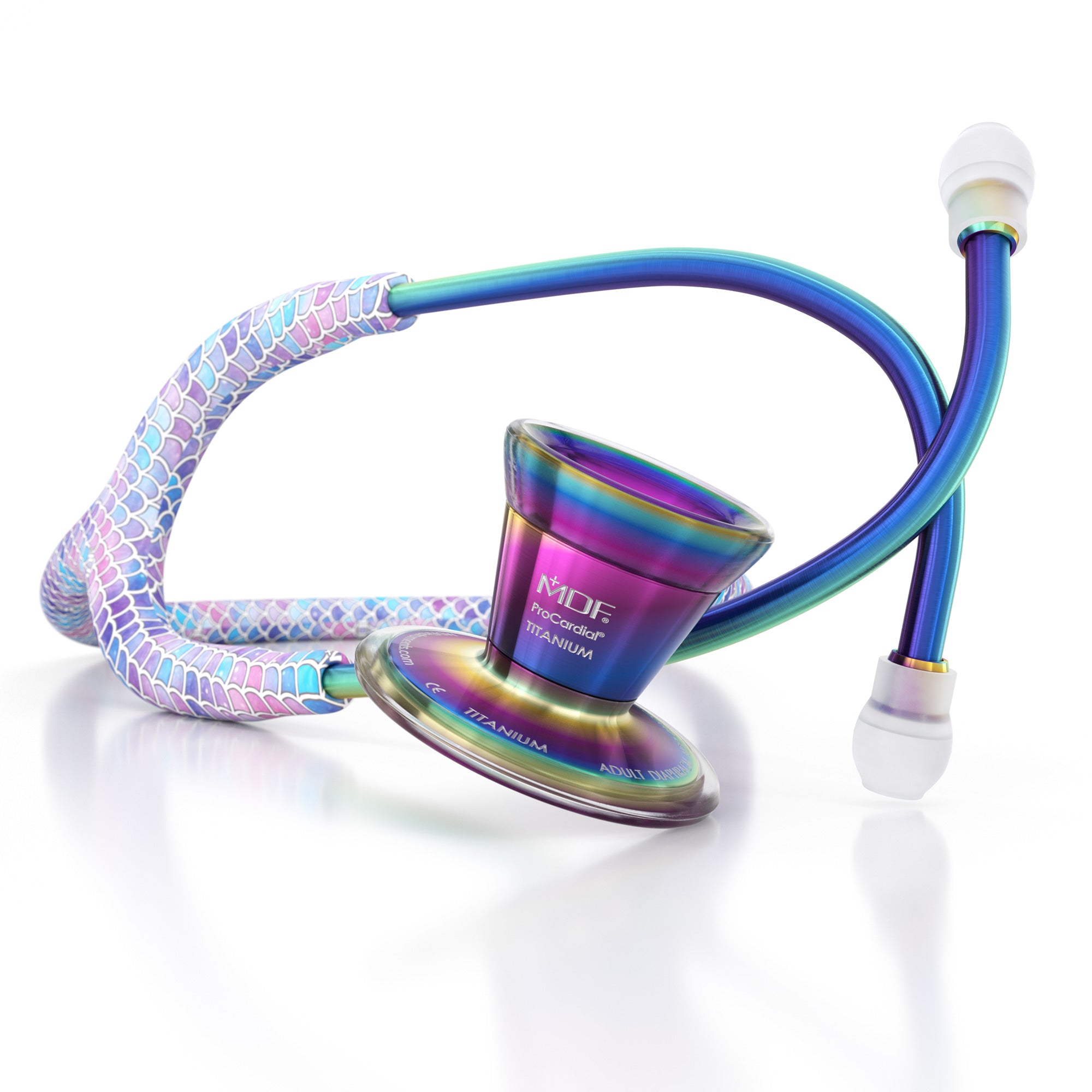 ProCardial® Titanium Cardiology Stethoscope - Premium Medical-Grade Stethoscope for Doctors & Nurses - Baby Mermaid/Kaleidoscope Design - Ideal for Pediatric Care, Medical Exams & Clinical Use