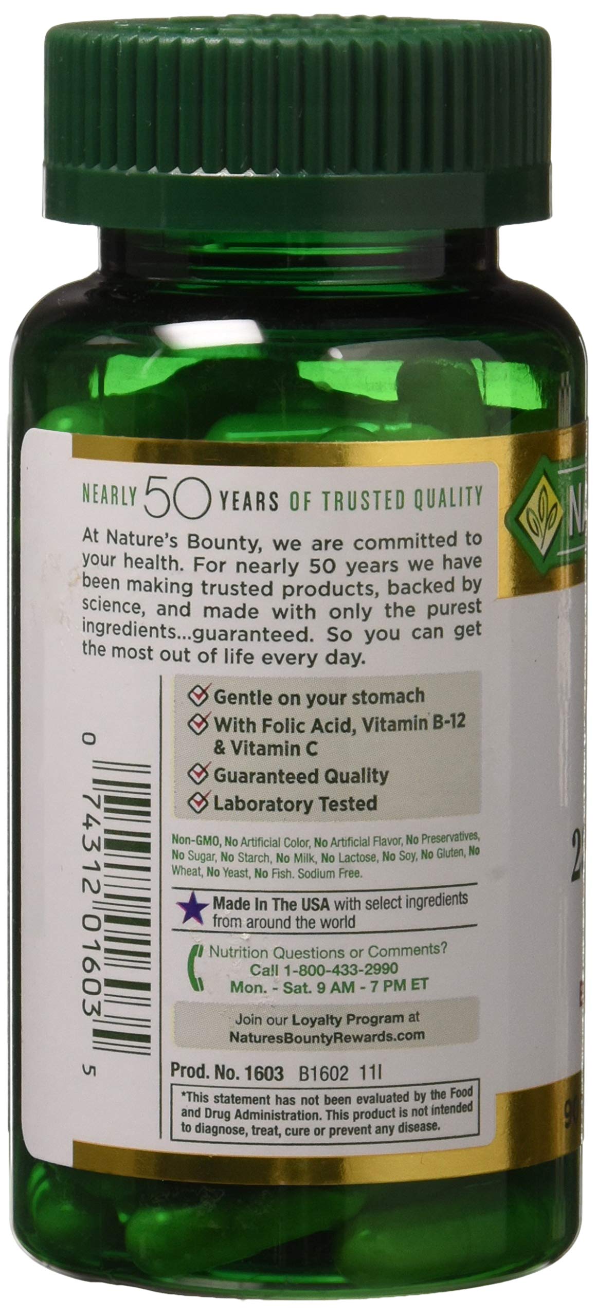 Nature's Bounty Gentle Iron 28mg - 90 Capsules | High Absorption Iron Supplement for Women & Men | Supports Energy & Red Blood Cell Production | Perfect for Anemia, Fatigue & Pregnancy Needs